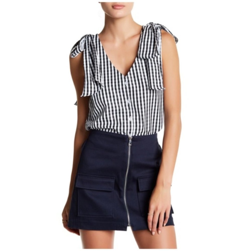 J.O.A. Revolve Gingham Tie Shoulder Sleeveless Top